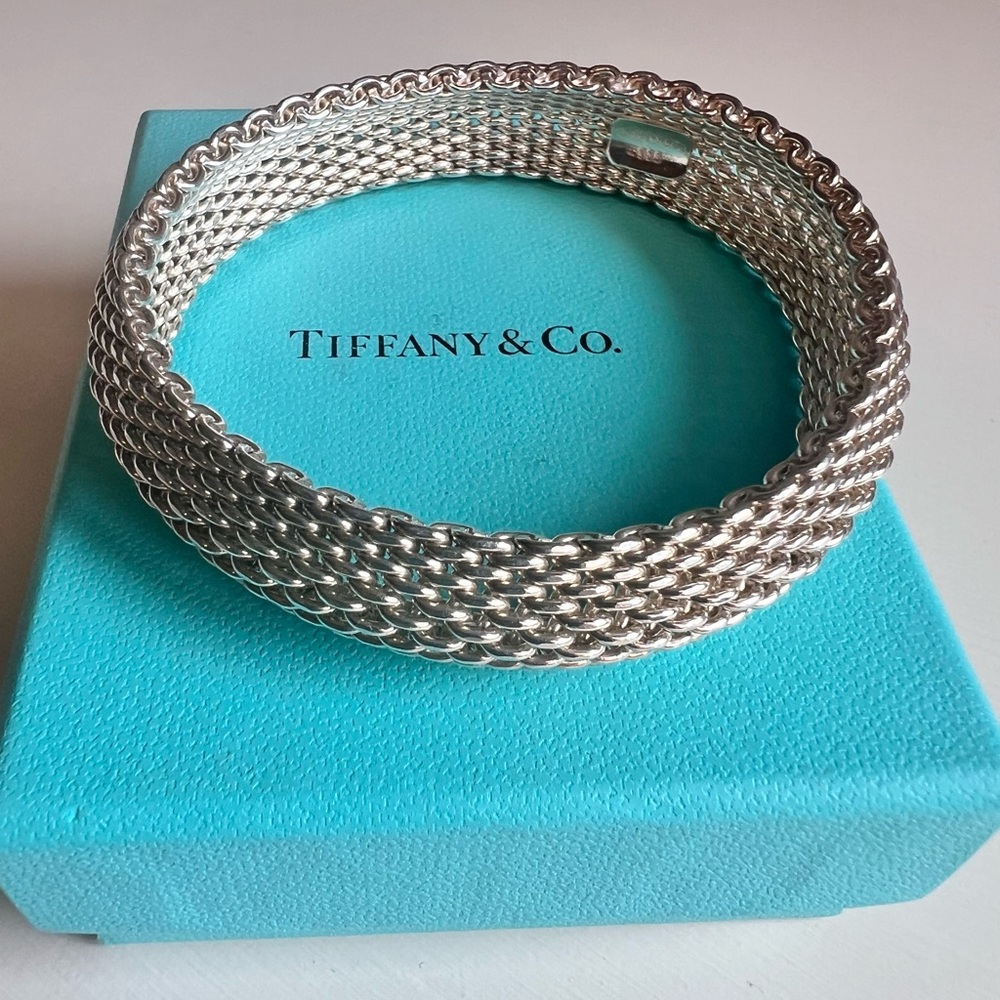 Tiffany & Co. Silver Somerset Mesh Bangle Bracelet